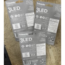 Trisonic A19 3way LED LIGHT BULBS 15w  =150W Day Light 3packs
