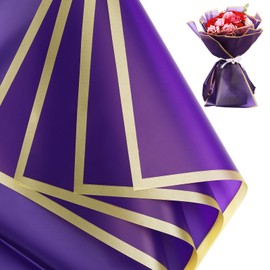 25 Sheets Purple Bouquet Wrapping Paper Christmas Flower Wrapping Paper Waterproof Floral Wrapping Paper for Florist Supplies Birthday Party Gift Box Packaging DIY Crafts
