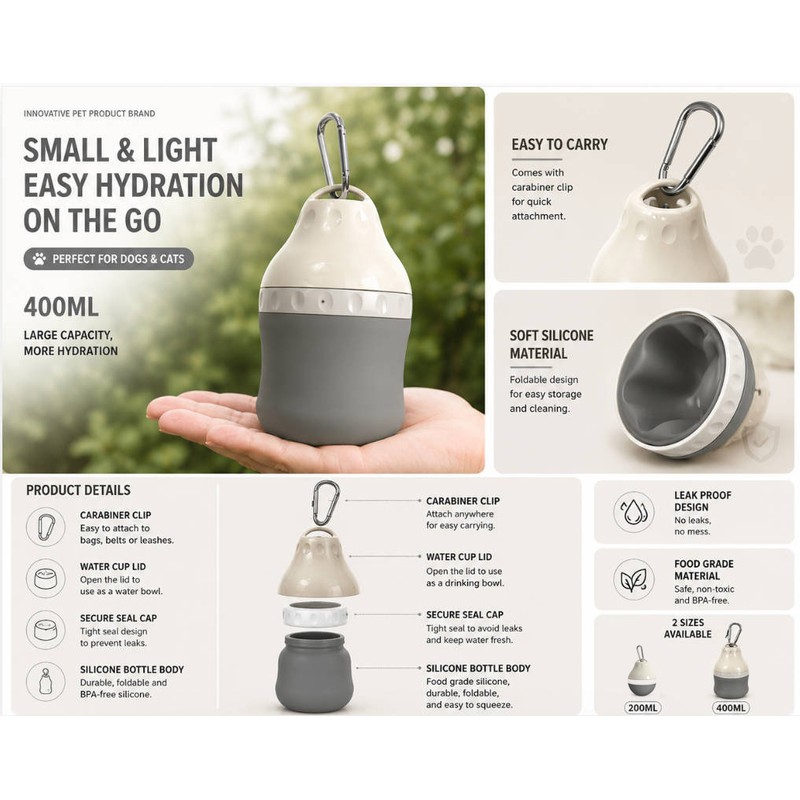 Portable Dog Water Bottle – Leakproof Pet Drinking Dispenser for