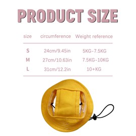 Dog Hat with Ear Holes, Pet Bucket Cap Outdoor Sun Protection for Cat, Round Brim Dog Summer Beach Hat Adjustable Cap for Puppy Kitten (Small)