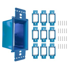 BestMounts - 10 Pack Electrical Power Outlet Box Extender Kit – Single Gang Box Extender - Single Receptacle Heavy Duty Plastic (Blue)