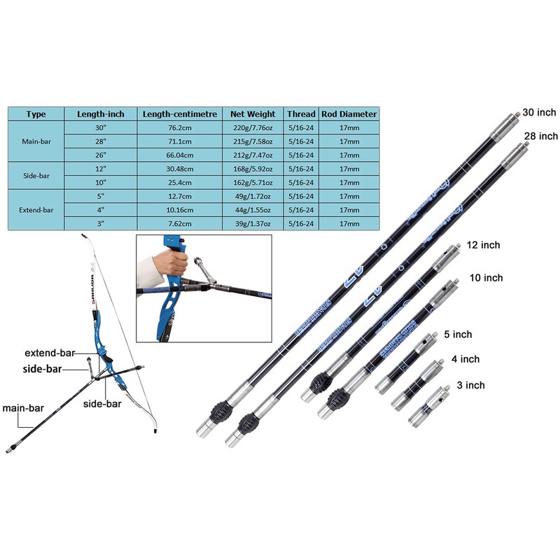 Archery Balance Bar Bow Stabilizer Rod Stabilizer Extension Pole System