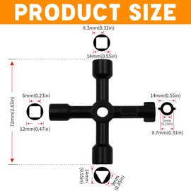 MEXRUMI Universal Cross Key 4-Way Multifunctional Utilities Key Universal 4-Way Key Multifunctional Control Cabinet Key for Water Meter Radiator Elevators (Black)