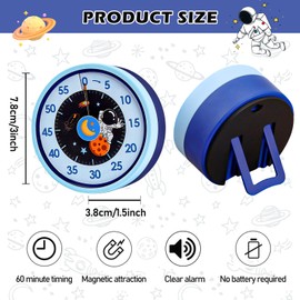 Visual Timer, 60 Minutes Magnetic Precise Mechanical Kitchen Timer, Stainless Steel Short Timer with Loud Alarm Clock, Stainless Steel Visual Timer for Cooking, Study, Fitness (8 x 8 x 7.7 cm, Blue)