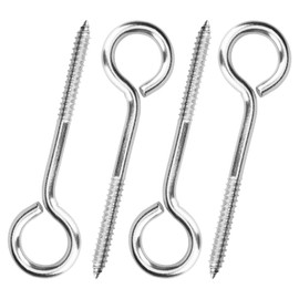 4 Pack 6 Inches Heavy Duty Screw Eyes Hooksws, 500LBS Breaking Strength, Rust-Resistant Self Tapping Eyelet Screw in Eye Bolt for Wood, Securing Cables Wires, Indoor & Outdoor