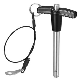 TA-VIGOR T Handle Lock Pins, 8mm Dia 60mm Length Stainless Steel Push-Button Quick Release Ball Locking Pin with Lanyard Cable for Speaker Aviation Gym Machine