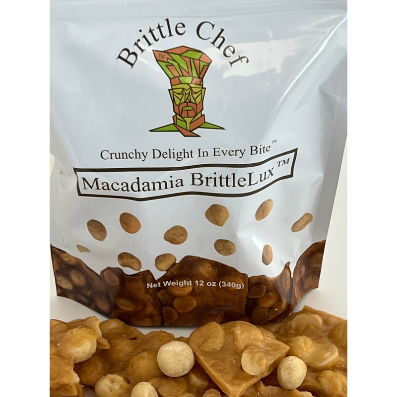 Brittle Chef Macadamia BrittleLux, Premium Nut Brittle Candy, 12 oz