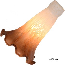 Bieye LS09S Lily Flower Blown Glass Lampshade (White Brown, Opening I.D. 0.87" x O.D. 1")