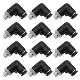 Bwintech Pack of 12 6 mm Hoses AD x 1/8 Inch BSP Male Thread 90 Degree Angle Pneumatic Connection PL6-01 Quick Release Air Line Adapter