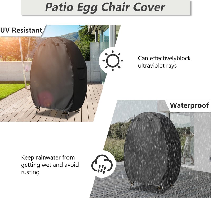 Sobana Outdoor Egg Chair Cover with Double Zipper,Waterproof Dust Proof
