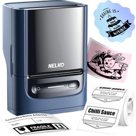 Nelko PM220 Labeling Machine with Ribbon, Bluetooth Label Printer, 5 cm, Portable Thermal Printer for Small Business, Address, Logo, Clothing, Sticker Printer for Phones and PC, Blue