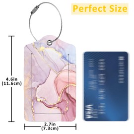 EOBKLAX 2 Pack Abstract Marble Luggage Tag for Suitcases Modern Art PU Leather Bag Travel Suitcase ID Identifier Baggage Tags for Women Men Travel