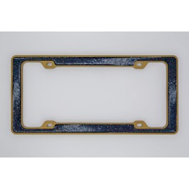 Creathome 3D Shining and Neon License Plate Frame from Pure Zinc Alloy Metal Perfect Plate Holder, Matt Gold with Black Glitter