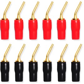 Greluma 12pcs 2mm Banana Plug Pin Screw 2mm Gold Plated Audio Speaker Cable Connector