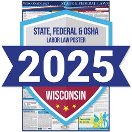 2025 Wisconsin State and Federal Labor Law Poster - OSHA Workplace Compliant - Mandatory Regulations Posting for Employees - All in One Required Compliance Posting 16" x 40" - Laminated (English)