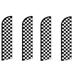 R and R Industries Black & White Checkered Flag pack of 4 (Mount and Poles are Not Included)