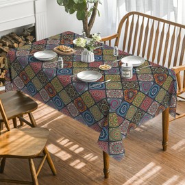 Horaldaily Bohemia Style Tablecloth 60x84 Inch Rectangular, Vintage Washable Seasonal Table Cover for Party Picnic Dinner Decor