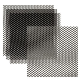 PATIKIL 4" L x 4" W Universal Car Grill Mesh, 4Pcs 3x4mm Diamond Hole Aluminum Mesh Expanded Perforated Metal Sheet for Ventilation Filtration Dryer Vent Guard Screen, Black