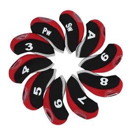 Pack of 10 Golf Head Covers Neoprene Golf Putter Headcover Golf Club Covers Golf On-Course Accessories (Black & Red)