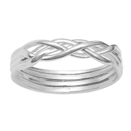 Mocha Jewels Puzzle Braid Inspired Ring 925 Sterling Silver 4mm Casual Band Size 10