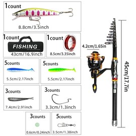 Carbon Fiber Fishing Rod & Fishing Reel Set, 1 Set Fishing Rod & Fishing Reel, Outdoor Fishing Accessories for Fishing Enthusiasts - Color: Black, Specification: 1.8 meters