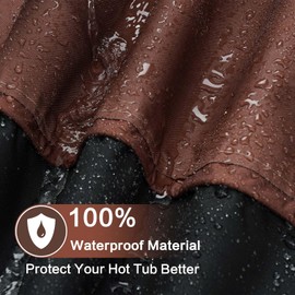 Pacok Square Hot Tub Cover, Waterproof 600D Oxford Fabric SPA Hot Tub Covers with Drawstring, Outdoor SPA Bath Pool Dust Cover with Air Vent, Black+Brown(220x220x25CM)