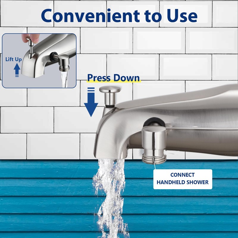 YASINU All Metal Bathtub Faucet with Sprayer 10 Settings, Universal