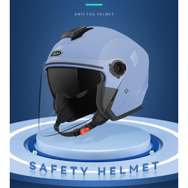 SanQing Motorcycle Open Face Helmet DOT Approved 3/4 Half Helmets for Motor-Bike Scooter Biker Adult Men Women (Blue, Large)