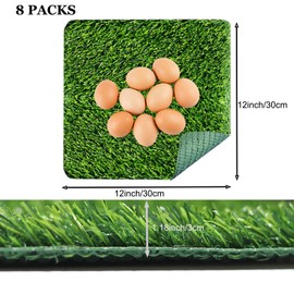 VERAMI 8Pcs Chicken Nesting Pads for Laying Eggs,12" x 12" Artificial Grass Rug Carpet Chicken Coop, Washable Artificial Grass Carpet Synthetic,Nesting Pads Synthetic Grass Turf Nesting Liners