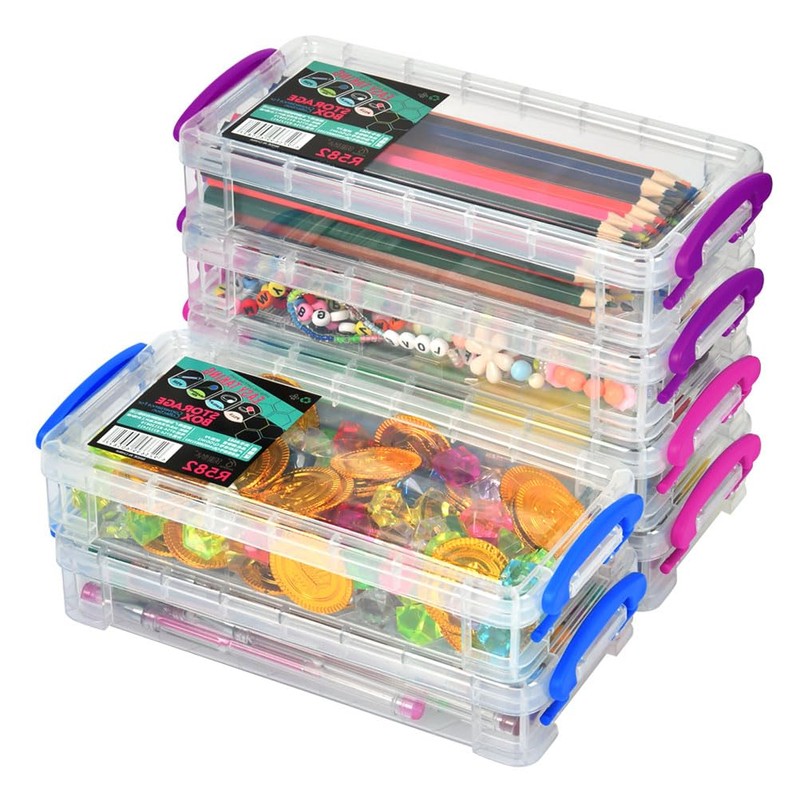 EMNIMQ 6 x small storage boxes, rectangular plastic box with