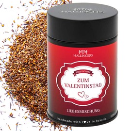 Hallingers Valentine's Day Gift Loose Roibusch Tea / Rooibos with Raspberry & Vanilla (Tin) - Gift in Summer & as a Perfect Barbecue Gift | Congratulations Anniversary Friendship Gen