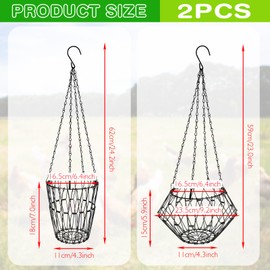 GOEDCH Set of 2 Chicken Feeders: Chicken Vegetable Hanging Feeder, 30.5 x 30.5 cm, Foldable Feeding Mesh Bag, Stainless Steel with 4 Chains, Chicken Feeder for Chickens, Ducks, Geese, Birds