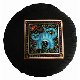 Boon Decor Meditation Cushion Zafu Buckwheat Pillow - Heavenly Kitties - Blue Eyes