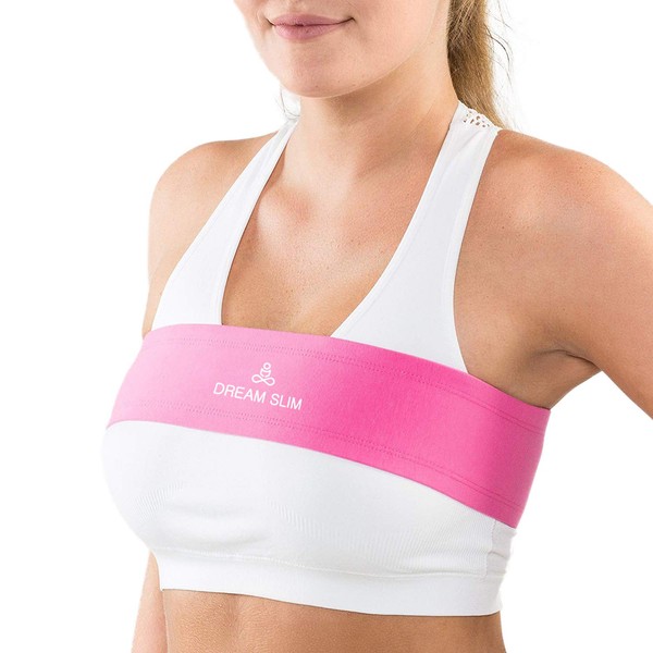 DREAM SLIM No-Bounce High-Impact Breast Support Band Extra Sports Bras for Women Adjustable Straps (Pink Small)