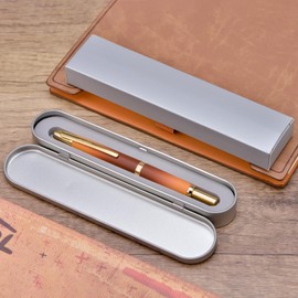 Jinhao 10 Series Press Fountain Pen Caramel Orange Gradient Retractable Extra Fine Nib with Ink Converter and Metal Pen Box Set (Golden Clip Version)