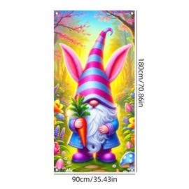 BlissYard Happy Easter Door Cover 71x35 Inches Easter Banner Colorful Floral Bunny Gnome Backdrop Decoration for Spring Summer Front Door Porch Sign Banner Decor