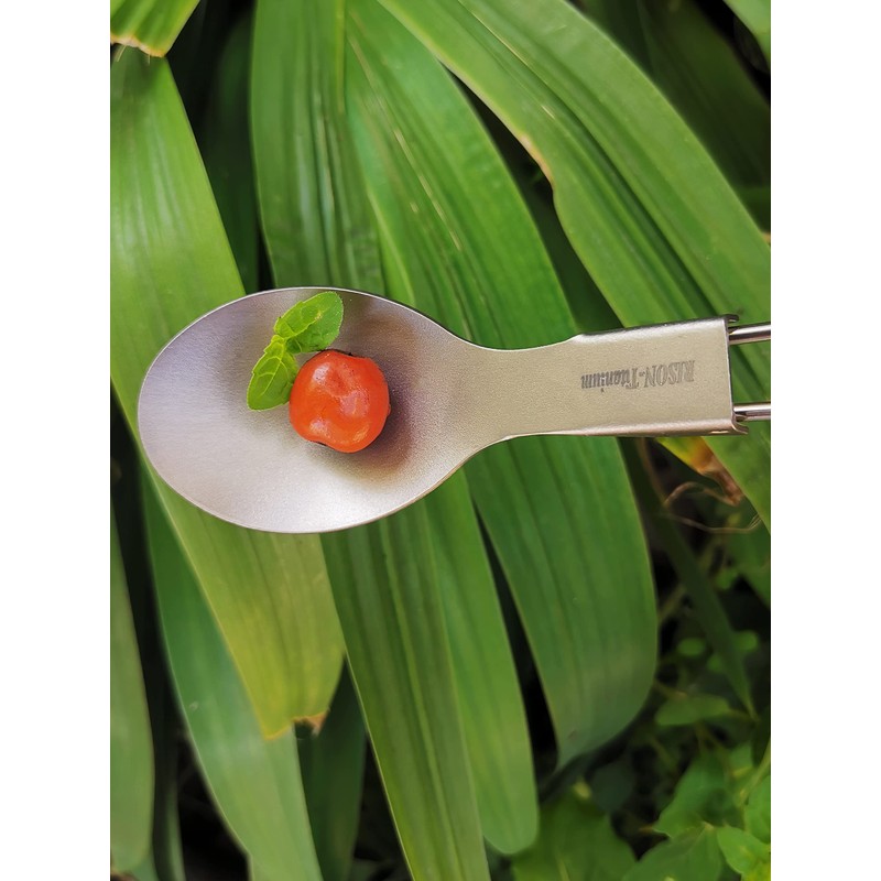 RISON-Titanium Folding Spoon Ultra Light and Premium Quality 2PCS Camping