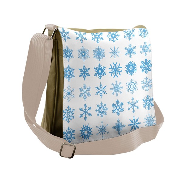 Lunarable Snowflake Messenger Bag, Freeze Snow Christmas Eve, Unisex Cross-body