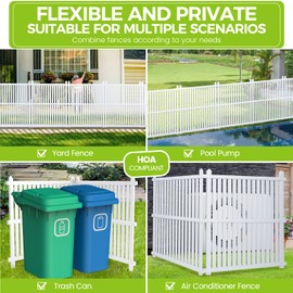 WEEDING 48 "H x 48 "W Privacy Fence Panels Screen Outside, Air Conditioner Fence Outdoor Garbage Trash Can Enclosure, 2 White Vinyl Panels Kit with Metal Stake, White, Vertical, X-SPVC-4848