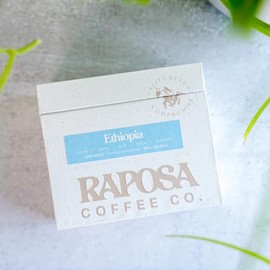 Raposa Coffee: Ethiopia Single Origin Light Roast Specialty Whole Roasted Coffee Beans (250g) Creamy, Floral, Silky, with notes of Lemon and Blueberry