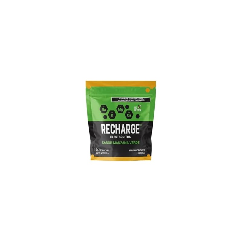 Electrolitos en polvo Be Better RECHARGE Manzana Verde 60 porciones