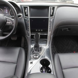 Carbon Fiber Center Console Dashboard Air Vent Gear Cup Holder Panel Cover Trim for Infiniti Q50 2014-2023 Q60 2017-2022