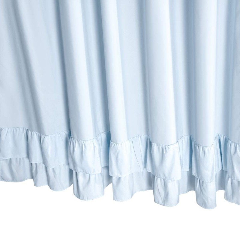 Light Blue Ruffle Shower Curtain Farmhouse Fabric Cloth Shower Curtains
