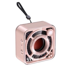 Portable Wireless Bluetooth Speaker 5W Transparent Mechanical Armor Style Small Bluetooth Speaker for Outdoor Travel Pink