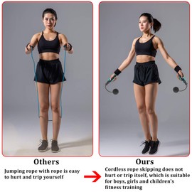 Weighted Jump Rope,Dermasy Updated Version Weighted Cordless Skipping Rope for Exercise Boxing Beachbody Training Fitness,Tangle-Free Rapid Speed Ropeless Jump Rope Workout for Men Women and Kids