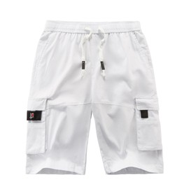 APTRO Men's Cargo Shorts Outdoor Summer Shorts Leisure Cotton Work Shorts, White
