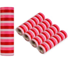 Streamers Set for Decoration, Pink/Red Design, Made of Paper, 5 Rolls of 18 Tears with 7 mm Width and 3 m Length, Party Decoration for Birthday, Carnival, New Year's Eve, Garland Paper Snake, Table