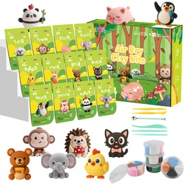 Air Dry Clay Kit, 12 Animals Modeling Clay for Kids, Model Magic Clay with Sculpting Tools and Tutorials, Safe & Non-Toxic, DIY Arts & Crafts School Projects, Home Party Favors for Boys & Girls