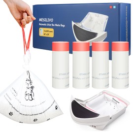 MESILIVO 80 Counts Cat Litter box Bags for Automatic Cat Litter Box Self Cleaning, 24 x 29 Inches Extra Thick Cat Liner Bags Compatible with Litter Box Robot 4 and 3(White-Red)