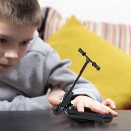 Black Finger Scooter - 2-Wheeled Scooter - Foldable BMX with Brake | Finger Board Accessories for Teen | Educational Finger Toys | Non-Slip Fun Skateboards